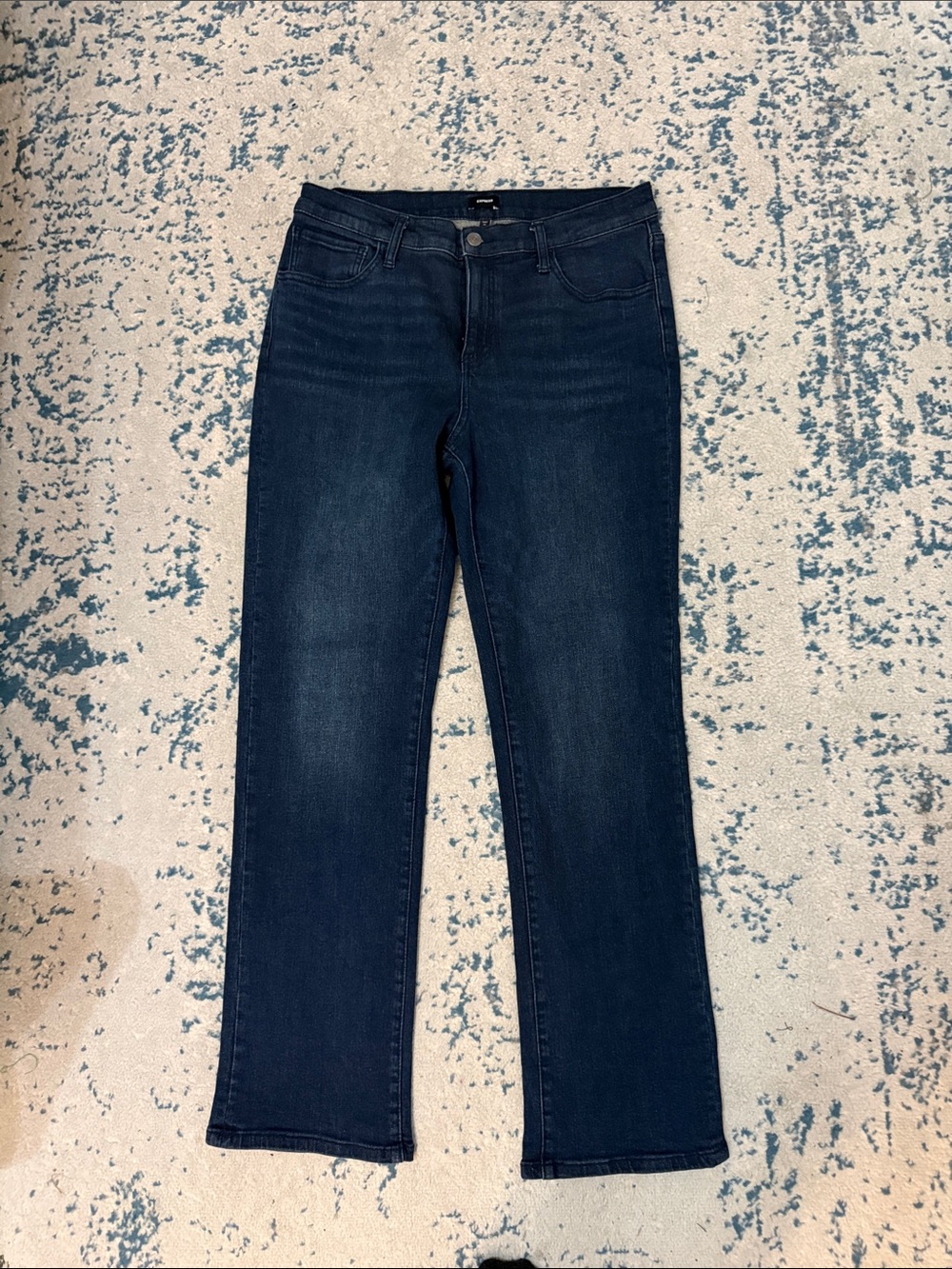 Express Women's Dark Blue Straight-Leg Jeans